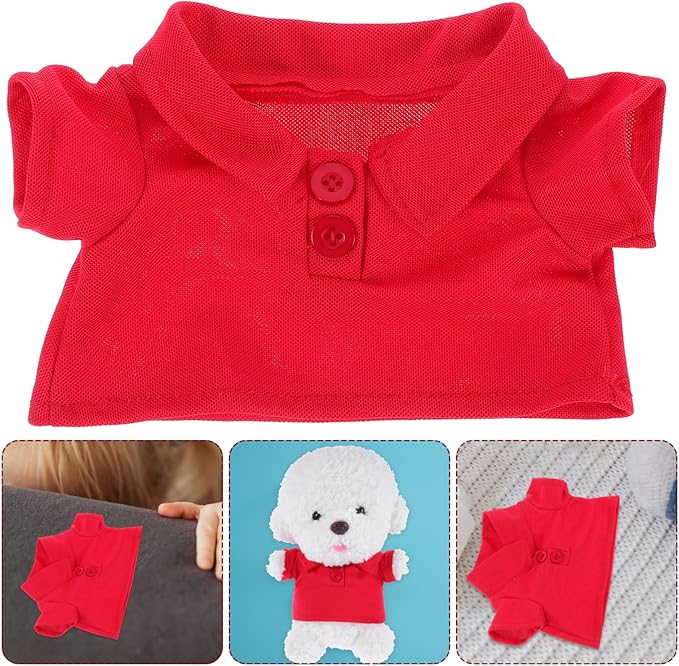 TOYANDONA Plush Bear Clothes Red Shirt Doll Accessories Soft Tiny Clothes for Stuffed Animals 6 Inch Replacement Outfit for Bear Plush Toys
