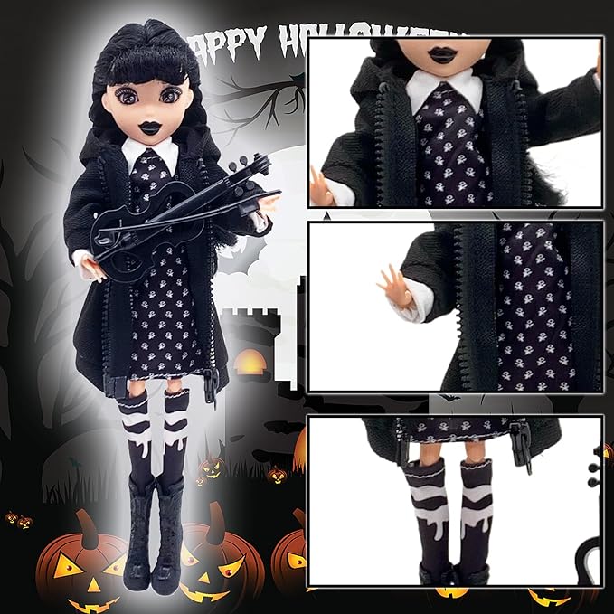 Dumwick 9'' Adams Doll with Gift Box, High Heels, Black Dress, and Hair, Perfect Christmas and Birthdays Toy Gift for Girls & Fans (NEW C)