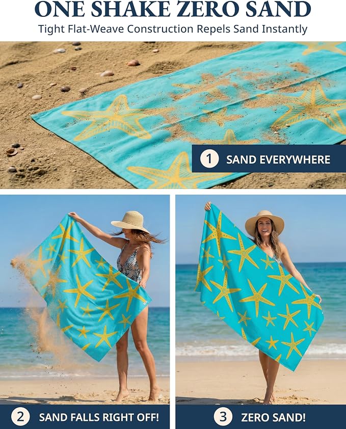LANE LINEN Turkish Beach Towels for Women, Set of 6 - Large 39"x71", Pre-Washed, No-Shrink, Sand-Free, Quick Dry, Lightweight, Soft Beach Bath Towels - Coastal Mix
