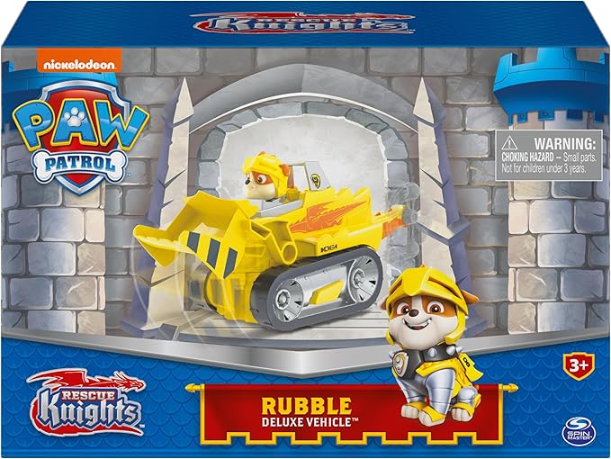Paw Patrol, Rescue Knights Rubble Transforming Toy Car with Collectible Action Figure, Kids Toys for Ages 3 and up