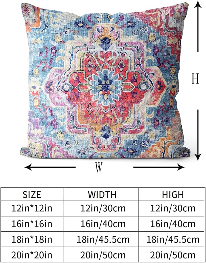 Snycler Antique Boho Hereke Rug Print Boho Throw Pillow Cover 20x20 Inch Set of 2 Double Sided Decorative Soft Throw Pillow Case Cushion Case for Home Decor Living Room Bed Couch Car