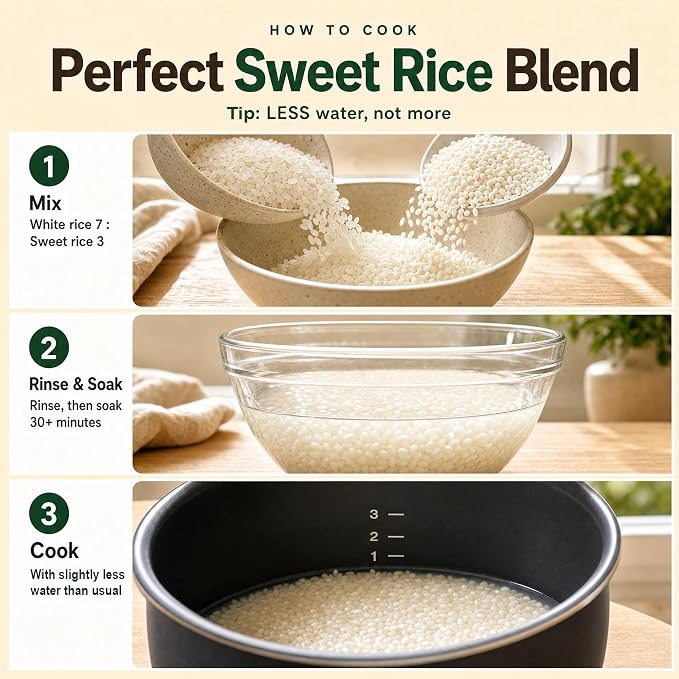 Jayone Sweet Rice, 4 lb, Glutinous Rice, Sticky Rice for Rice Cakes, Desserts, Porridge, Multigrain Rice, and Everyday Cooking
