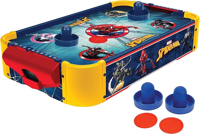 Marvel Spider-Man Air Hockey Table for Kids – Tabletop Air Hockey Game with Pucks, Pushers & Airflow System – Marvel Toys for Kids 4+