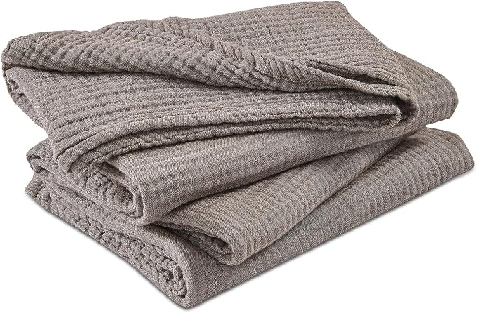 EMME Cotton Muslin Twin XL Blanket Breathable Gauze Soft Lightweight Blankets Adults Gifts for Women (Heather Brown, 66"x90")