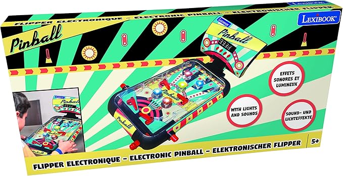 LEXiBOOK Table Electronic Pinball, Action and Reflex Game for Children and Family, LCD Screen, Light and Sound Effects, JG610