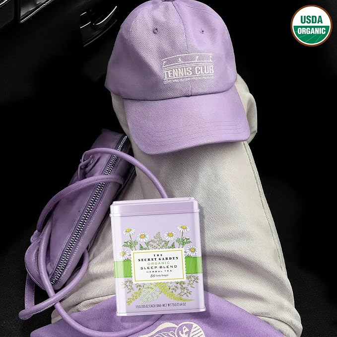 Life Plus Style Gourmet The Secret Garden Sleep Tea USDA Organic Chamomile Peppermint & Fennel Blend Caffeine-Free Non GMO Gluten Free 50 Tea Bags in Gift Tin
