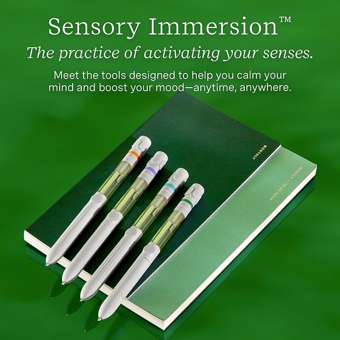 Lifelines Pen Diffuser Set, Nature's Escape 3-Pack – 1mm Black Ballpoint Pens with Scented Essential Oil Blends – Aromatherapy Diffuser & Sensory Immersion Diffuse Aroma As You Write