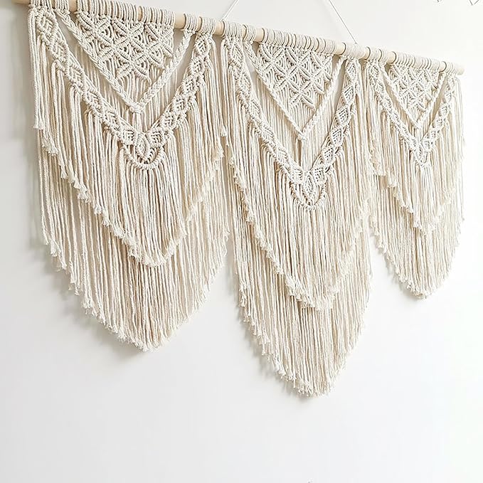 Achart Macrame Wall Hanging Large- Boho Wall Decor- large wall art- Wall Decor Living Room- Macrame Tapestry Boho Decor for Bedroom (Beige-H)