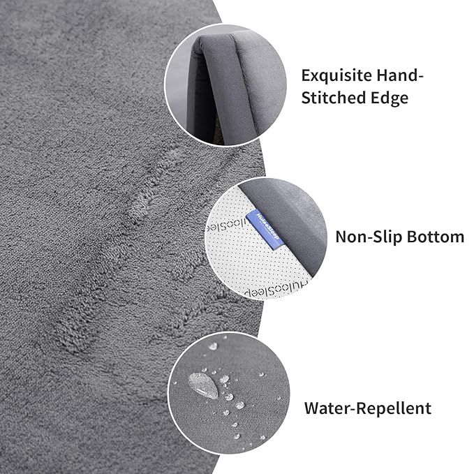 Huloo Sleep Play Mat for Babies Toddlers,1.3" Thick Elasti-Foam Anti-Fall Cushion Mat for Kids Room,28×72 Bedroom Bedside Rugs,Water-Repellent Soft Coral Velvet,Non-Slip(Dark Grey)
