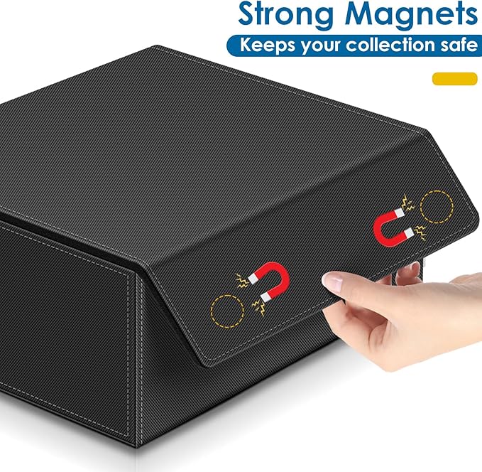 Homthy 1800+ Card Deck Case for Trading Cards, Leather Magnetic Closure Commander Card Storage Box Magic Card Holders Fit for MTG TCG and Sport Cards (Sky Blue)