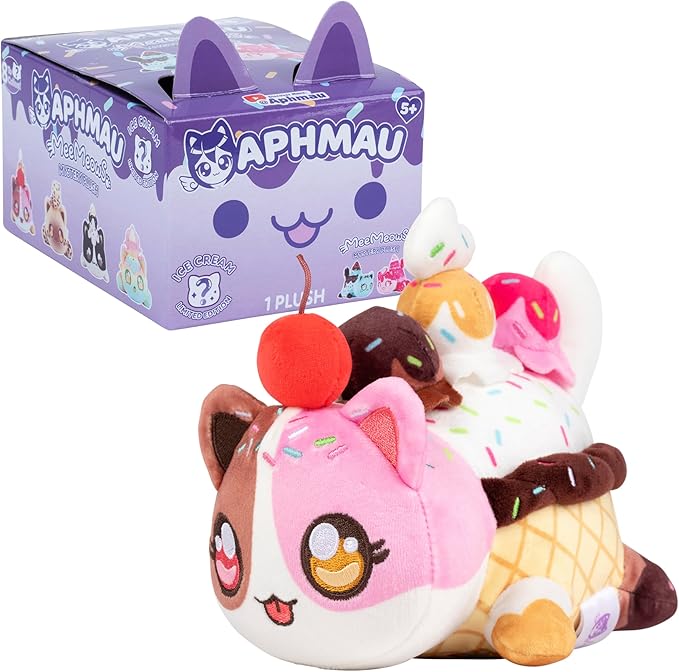 Aphmau 6” MeeMeow Mystery Plush – Ice Cream; YouTube Gaming Channel, Blind Box, 1 of 8 Possible Ice Cream MeeMeows, Official Merch