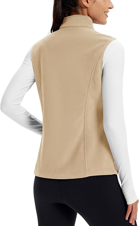 TACVASEN Women's Fleece Vest Lightweight Sleeveless Zip Jacket Outerwear | Soft Polar,Zipper Pockets,Stand Collar,Fall Winter Warm,Outdoor,Athletic,Running,Hiking,Travelling,Golf,Work