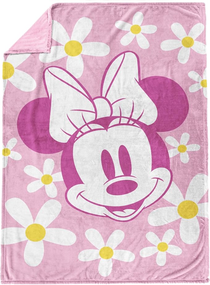 Jay Franco Kids Plush Throw Blanket – Soft & Cozy Fleece Throw for Bedroom & Couch Décor, Official Licensed Product, Pink - Minnie Mouse, 60x90 - Large Blanket