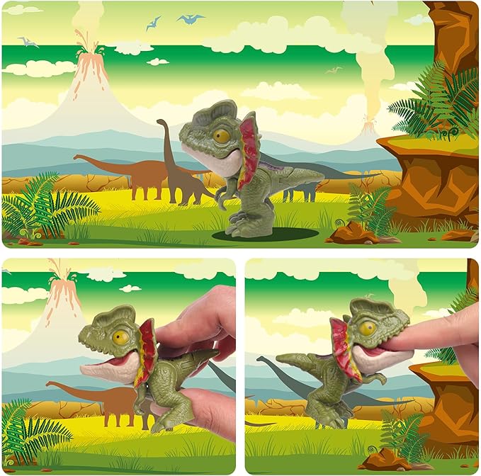 Zwish 6PCS Biting Finger Dinosaurs Toy Collectibles for Display, Dinosaur Play and Snap On Figure Novelty Creative Theater Puppet Doll Animal Hand Puppet Dino Toy Gift for Kids