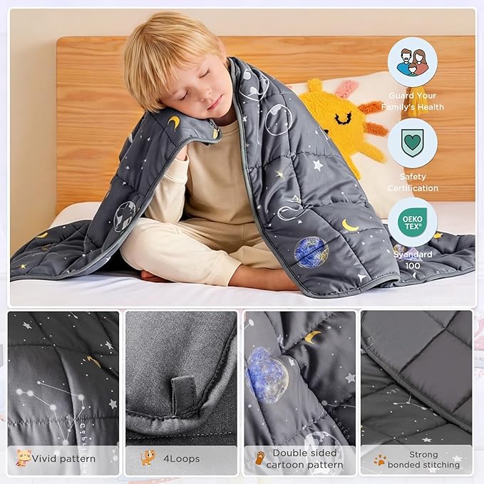 Weighted Blanket - 5 lbs Grey Starry Sky Heavy Blanket - Small Size Breathable Lap Blanket(36 * 48 inches, 5 lbs)