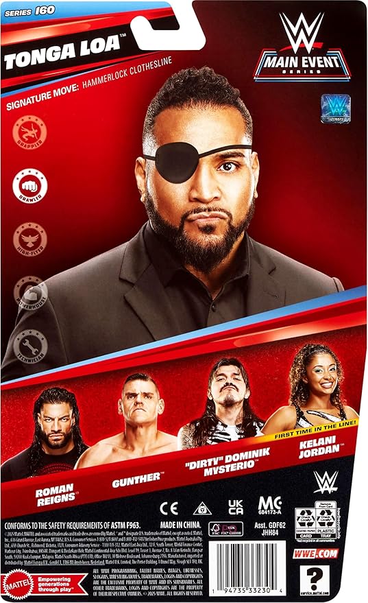 Mattel WWE Tonga Loa Action Figure, Main Event Series #156, 6-inch Collectible Superstar with 14 Articulation Points & Life-Like Look