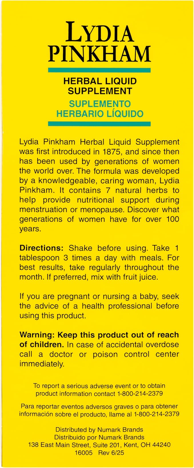 Lydia Pinkham Liquid Herbal Supplement for Menstruation and Menopause Support, 8 Ounce