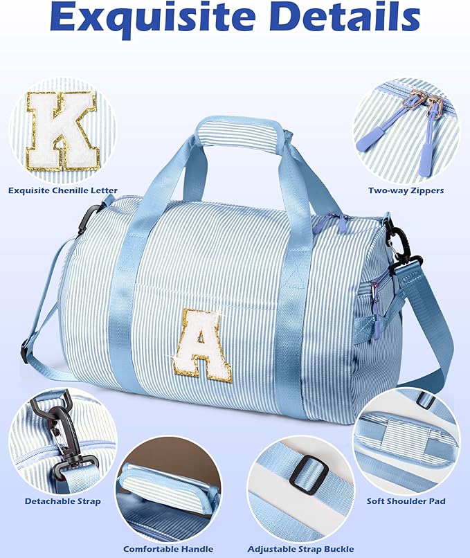 Tween Girl Trendy Stuff, Girls Travel Duffle Bag, Kids Initial Overnight Bags with Shoe Compartment, Customized Weekender Bag with Makeup Pouch, 9 Year Old Girl Birthday Gifts (Letter P)