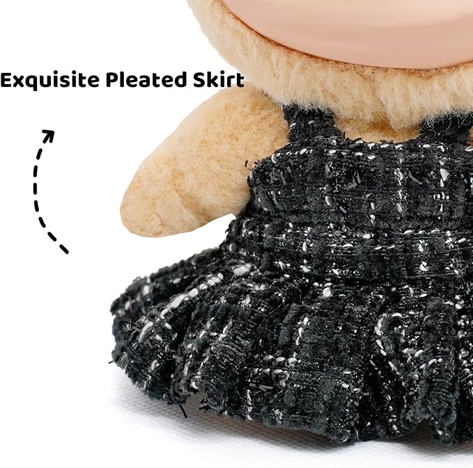 Clothes for 17cm Dolls, Premium Dolls Accessories with Chic Black Bow Spaghetti-Strap Dress Set, High-End Fashion Outfit for Play & Display