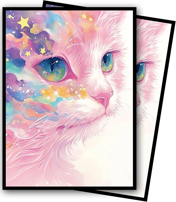 MTG Card Sleeves, Ultra Clear Front & Matte Finish Back, 100 Count Standard Size Matte Art Sleeve for Magic The Gathering (Cat)