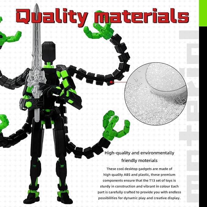 Assembly Completed T13 Action Figure 3D Printed Multi-Jointed Movable T13 Nova 13 Robot 13 Action Figure Desktop Decorations for Game Lovers