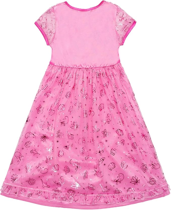 Disney Girls' Princess Dress Nightgown, Fantasy Gown, Soft & Cute Pajamas for Kids