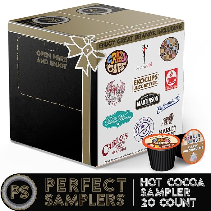 Perfect Samplers Hot Chocolate Pods Variety Pack Sampler, Hot Cocoa Single Serve Cups for Keurig K Cup Brewers, 20 Count