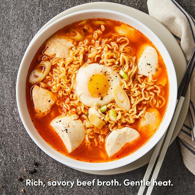 OTOKI Jin Ramen Mild Korean Instant Ramen, 13-Hour Simmered Beef Bone Broth, Mild Savory Flavor, Ready in 4 Minutes, 4.23 oz (Pack of 18)