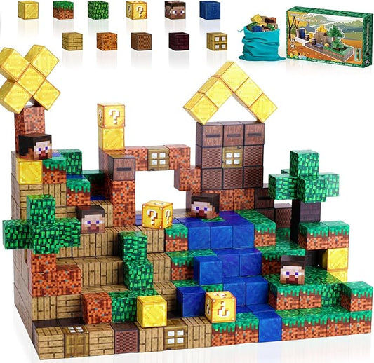 Magnetic Blocks for Kids - 128PCS Building Toys for Toddler, Building Magnet Cube Toy for Boys Girls, STEM Sensory Educational Game, Birthday Gifts for Toddlers Kids Ages 3 4 5 6 7 8