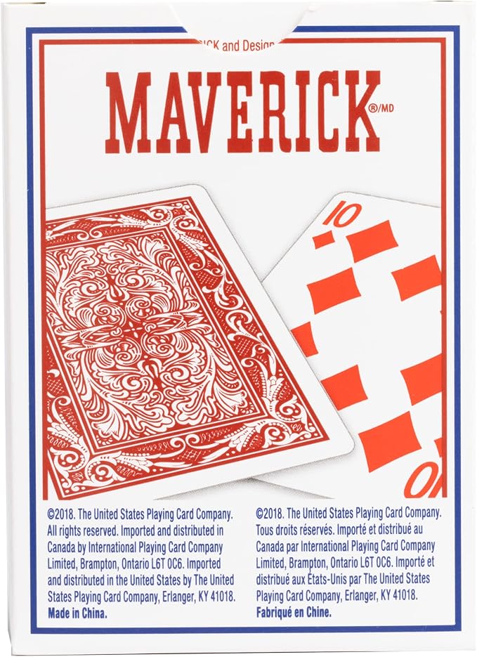 Maverick Playing Cards 12 Pack, Standard Index, Red and Blue Decks, Bulk Playing Cards for Poker, Card Games, and Family Game Night