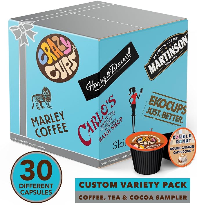 Variety Pack of Coffee, Tea, Hot Chocolate and Cappuccino, Sampler of Single Serve Coffee, Tea, Hot Cocoa and Cappuccino Pods for Keurig K Cups Machines, 30 Pack - No Duplicates