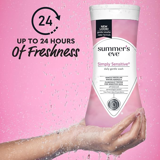 Summer's Eve Simply Sensitive Daily Gentle Feminine Wipes, Removes Odor, pH balanced, 32 count & Simply Sensitive Daily Gentle All Over Feminine Body Wash, Removes Odor