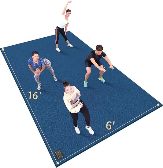 GXMMAT Extra Large Exercise Mat 16'x6'/12'x6'/10'x6'/8'x6'(7mm), Extra Wide Workout Mats for Home Gym Flooring, Non-Slip Thick Durable Cardio Mat for MMA,Plyo,Jump Rope,Weights,Fitness,Shoe-Friendly