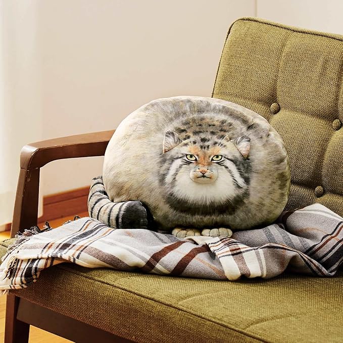 Pallas Cat Stuffed Animal, 45cm/18inch Steppe Cat Plush Cute Plushies for Girls,Kitten Soft Plush Throw Pillow Doll Big Plush Toy Decoration Doll Gift for Kids, Boys, Girls Birthday Christmas