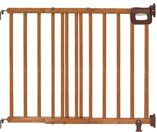 Ingenuity The Stairway 48W Series, 30'-48' Wide, 32" Tall, Baby Gate for Stairs with Door, Wood Safety Gate for Doorways and Stairways - Oak Wood