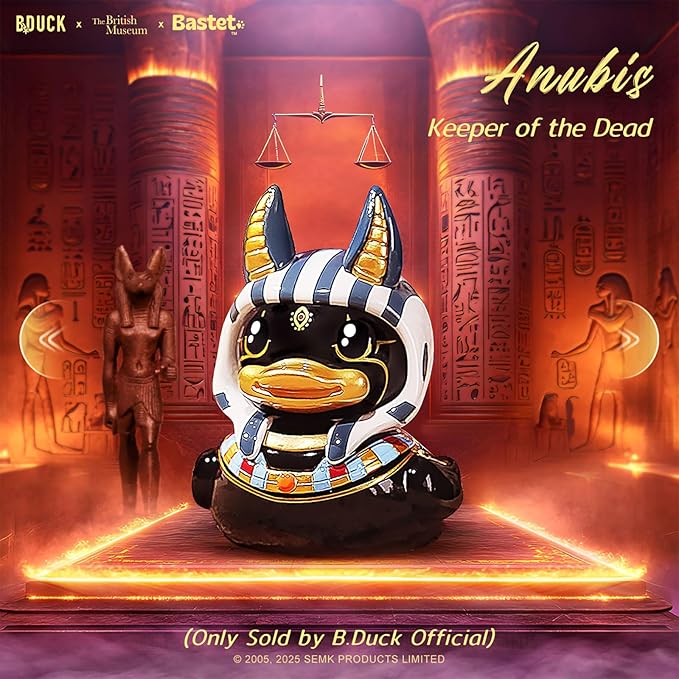 B.Duck x British Museum Blind Box, Egyptian God Collectible Duck Figurines Series,Home Decorations, Holiday Birthday Gifts (B.Duck x Bastet Series, Single Box)