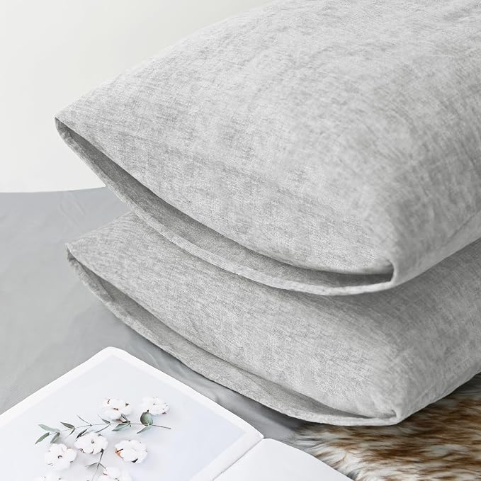 CaliTime Decorative Throw Pillow Covers 26 X 20 Inches Moonbeam Gray | Pack of 2, Cozy Chenille Cushion Cases for Sofa Bed Living Room Farmhouse Home