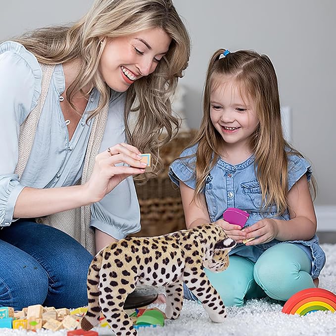 Cheetah Stuffed Animal, 15.8" Leopard Stuffed Animal Cheetah Plush Toy Cute Pillow Giant Realistic Jaguar Plush Stuffy Birthday Gifts for Kids Girls