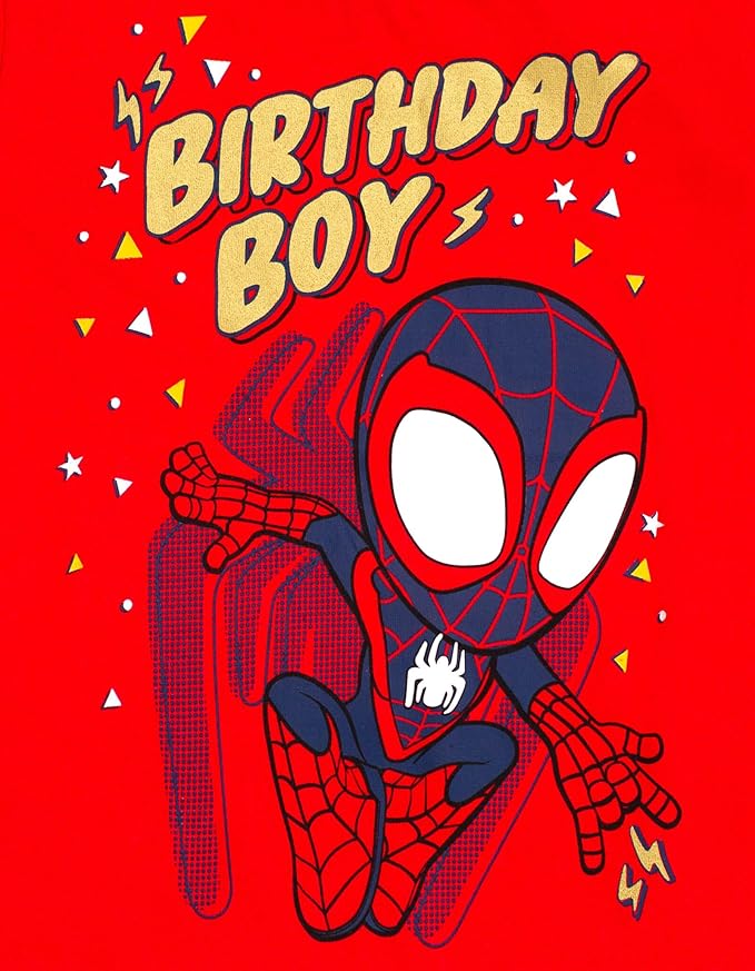 Marvel Spidey and His Amazing Friends Birthday T-Shirt Toddler to Big Kid Sizes (2T - 10-12)