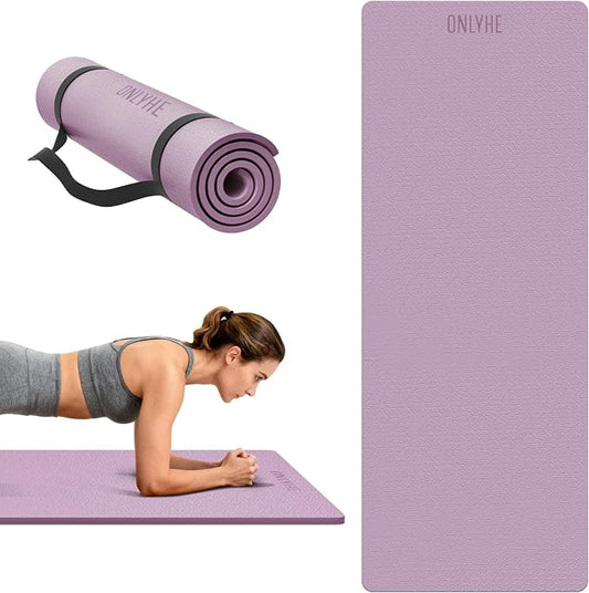 Yoga Mat Extra thick 8mm Exercise mat, Soft Lightweight TPE Fitness Mat with strap, High Elasticity, Anti-fatigue,non-slip mat for Women, Yoga, Camping, Travel, Gym & Outdoor | 72"L x 0.32"Th