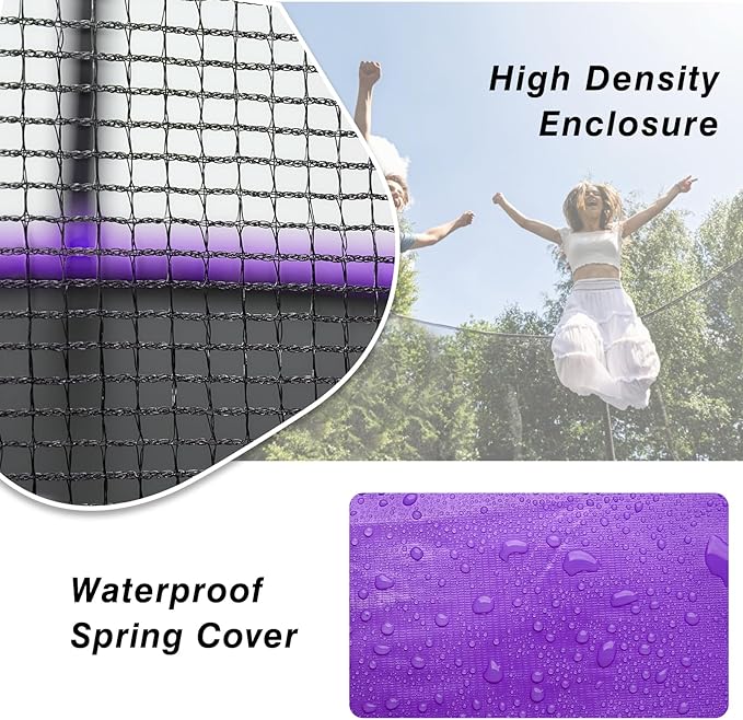 AOTOB 8×12 FT ，8×14 FT Rectangle Trampoline - Perfect Outdoor Large Trampolines for Kids - Gymnastics Style Trampoline with Enclosure Net - Supports Up to 440 lbs