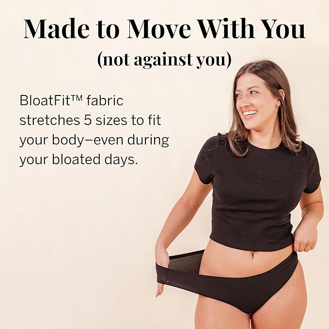 Pixie Organic Cotton Gusset Period Underwear - Best Leakproof Panties with BloatFit™ Technology Ultra Soft Black