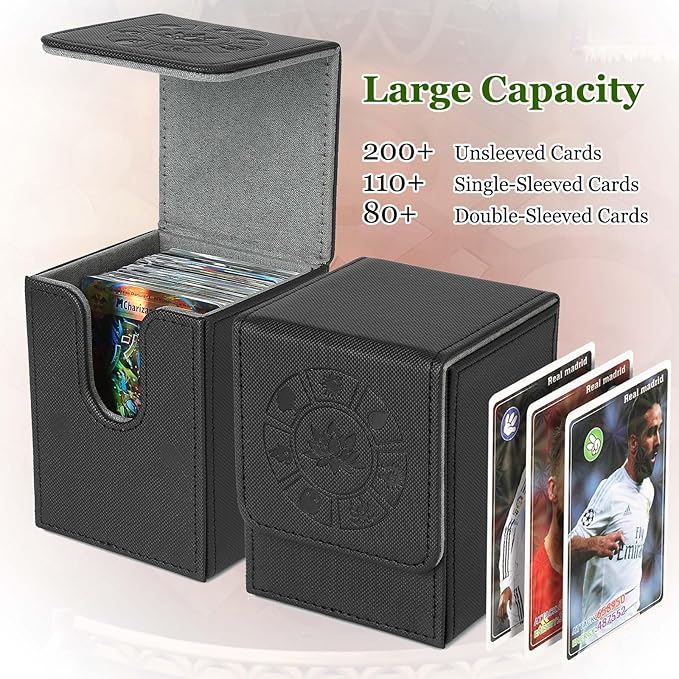 Arkeiliy MTG Deck Box with 50 Pcs Card Sleeve, 110+ Card Storage Leather Deck Box for Magic Commander, Collectible Trading Card Cases (4 Pack III)