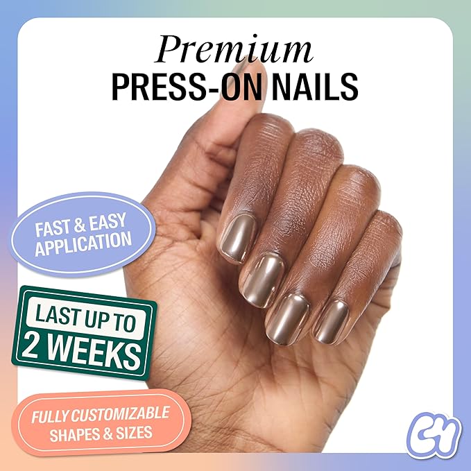 Chillhouse Chill Tips Signatures Press On Nails Kit, Better Than Chocolate - 30 Nail Shapes & Sizes, Dual-Sided Buffer & File, Cuticle Stick & Glue - Long-Lasting Nail Art Manicures