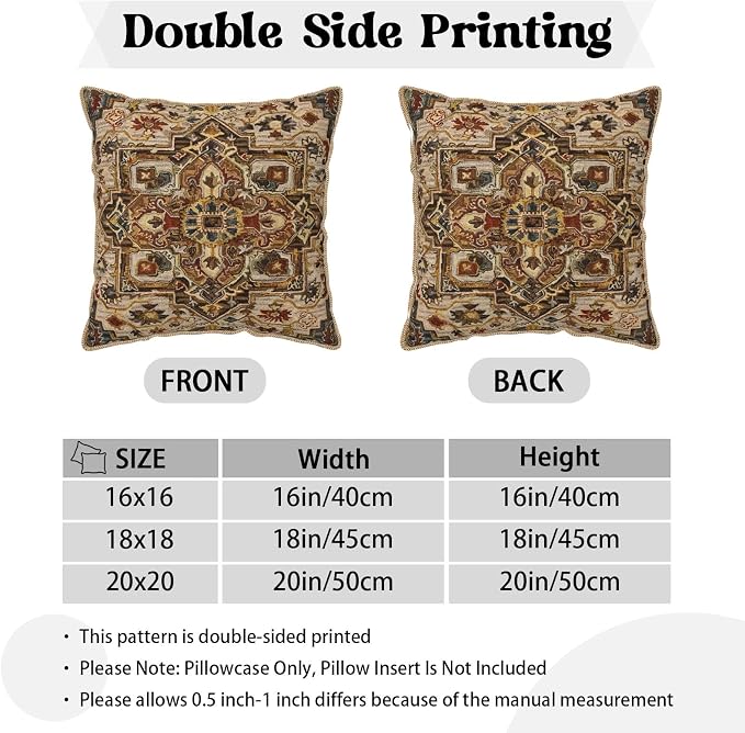KSLIDS Boho Brown Soft Velvet Throw Pillow Covers Set of 2 Vintage Bohemian Rug Carpet Decorative Pillow Covers 18x18 Inch Antique Ethnic Pillow Case for Sofa Couch Living Room Home Decor