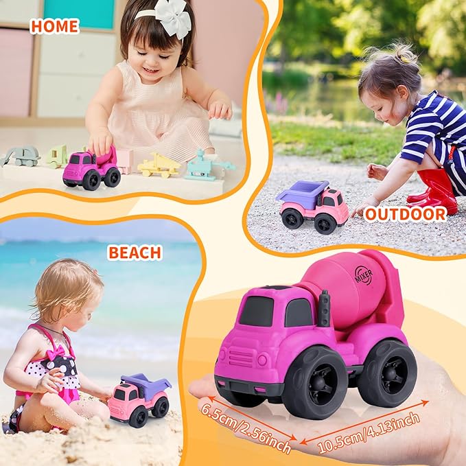 Toddler Toys for 2 Year Old Girl, Dump Truck Toys and Mixer Cement, BPA Free, Phthalates Free, PVC, Outdoor Toys for Toddlers 2-3, Ideal Toy Cars for 2 3 4 Year Old Girls Christmas Birthday Gift