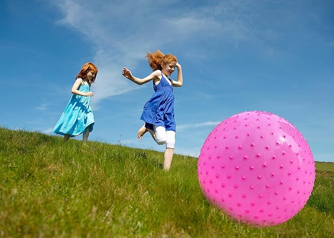 Large Sensory Massage Ball for Kids, 2 Pack 33.5" 85cm Pink Bouncy Exercise Balls for Toddlers, Big Inflatable Toys with Tactile Spikes, Outdoor Giant Yoga Balls, Large Beach Ball