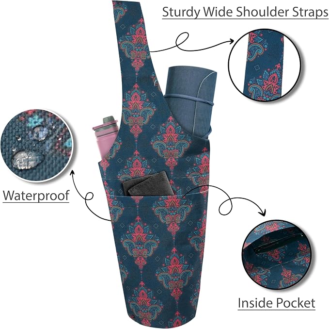 Yoga Mat Bag Yoga Tote Bag with Large Pocket and Zipper Pocket Yoga Mat Bag Carrier Fit Most Size Mats and All You Stuff