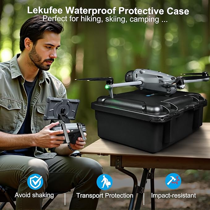 Lekufee Waterproof Hard Carrying Case for DJI Mavic 4 Pro Drone, Creator Combo, Fly More Combo, DJI RC Pro 2/RC 2, Battery (7 pcs), Charging Hub, and other Accessories(Case Only)