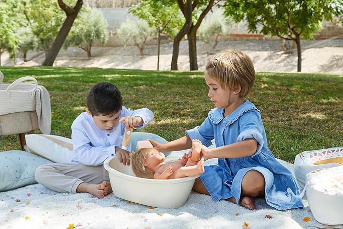 Miniland Doll Bathtub and Rainbow Sponge Set - Made in Spain, Quality, Imagination, Bathing, ECO